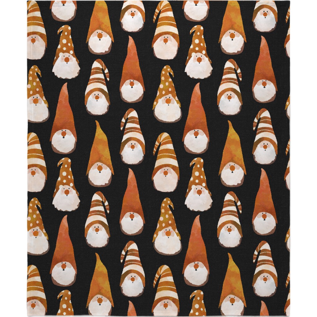 Fall Gnomes - Grey Blanket, Plush Fleece, 50x60, Orange, Orange