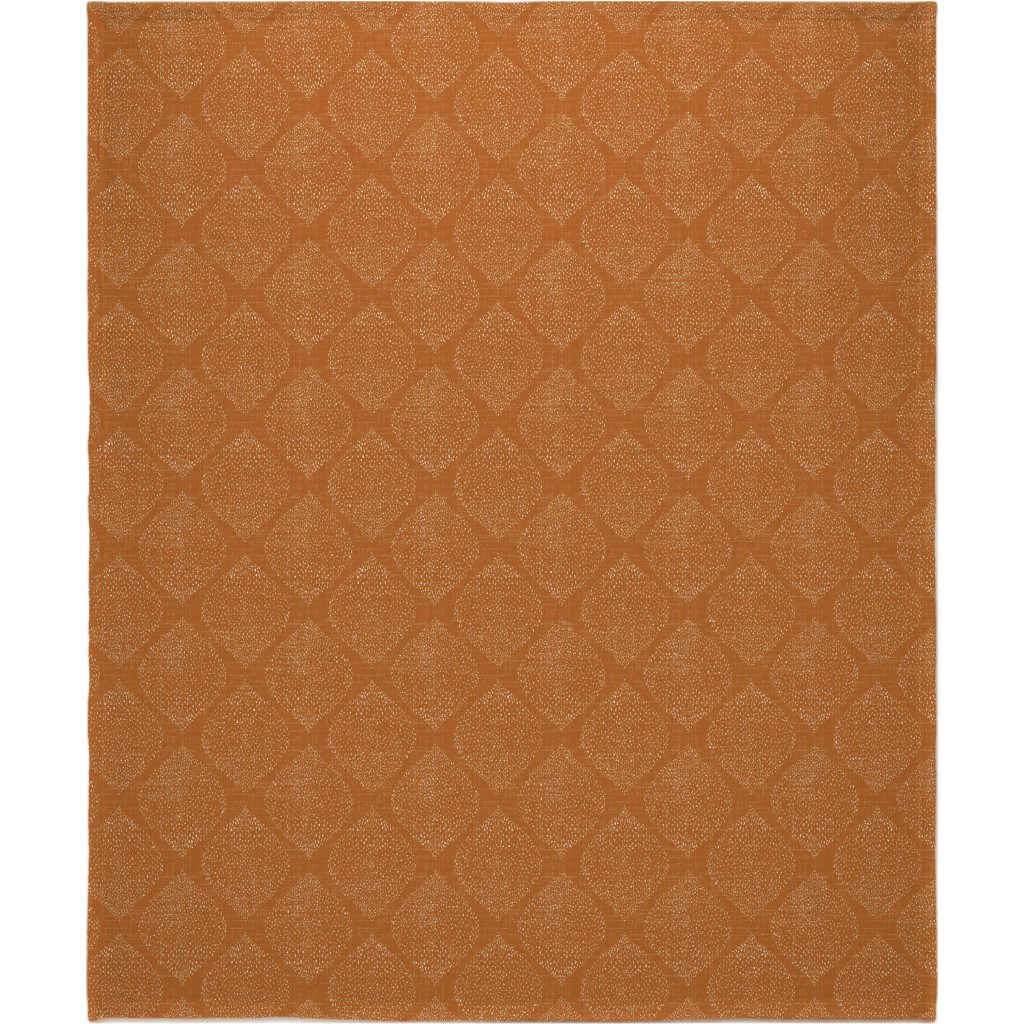 Minimalist Ogee - Burnt Orange Blanket, Plush Fleece, 50x60, Orange