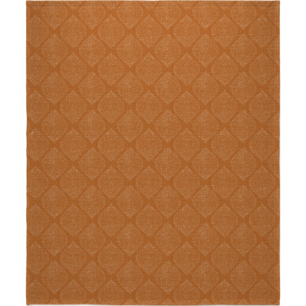 Minimalist Ogee - Burnt Orange Blanket, Plush Fleece, 50x60, Orange, Orange