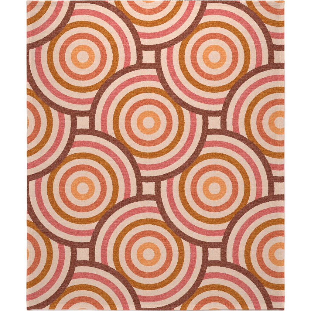 Retro Circles - Warm Blanket, Plush Fleece, 50x60, Pink