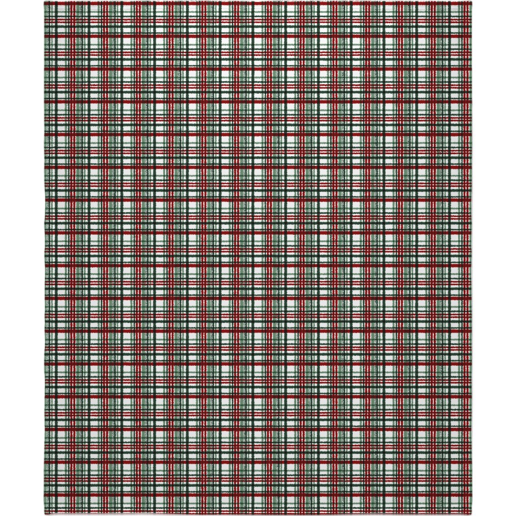 Intricate Plaid Blanket, Plush Fleece, 50x60, Green, Brown