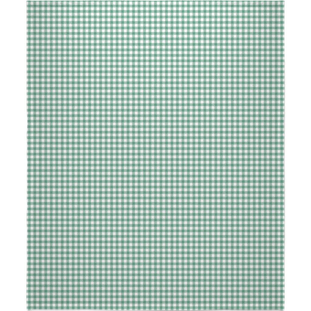 Simple Gingham Blanket, Plush Fleece, 50x60, Green, Desert Green