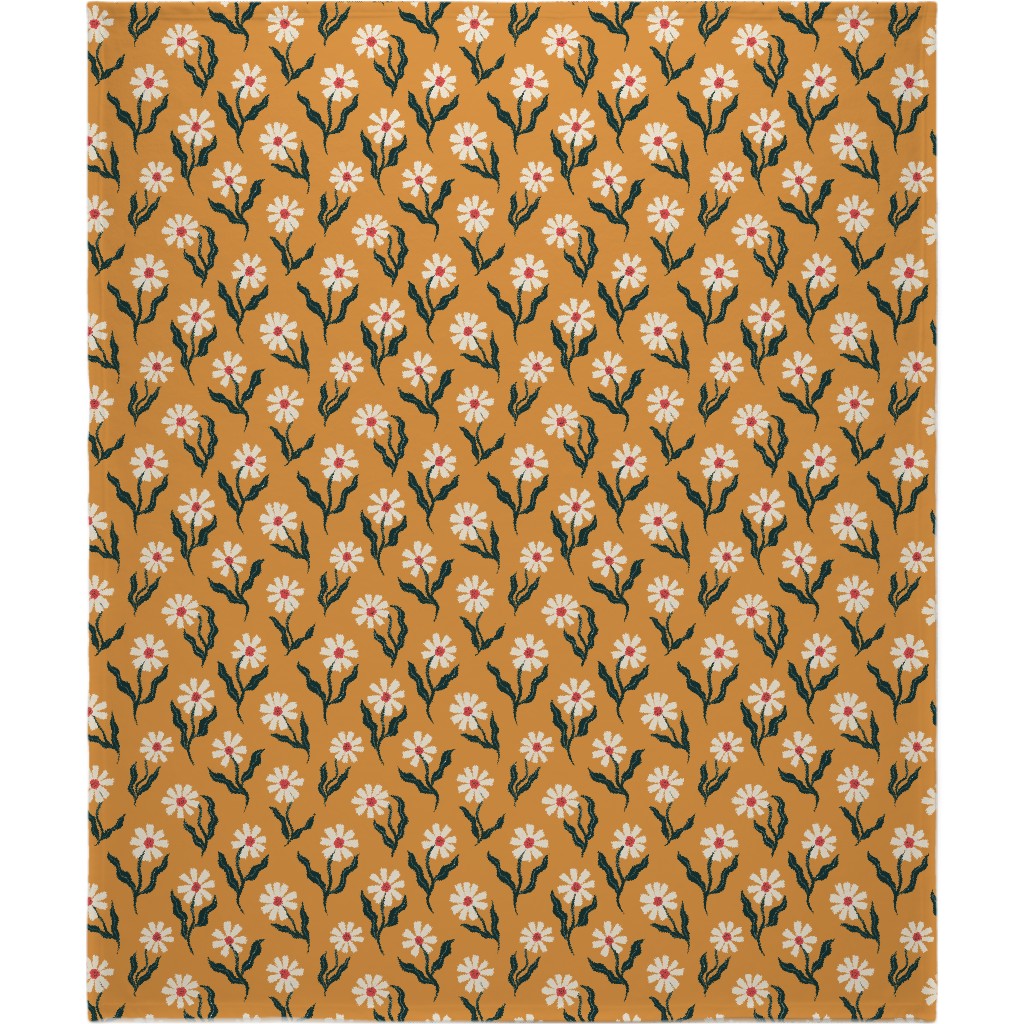 Flower Power - Orange Blanket, Plush Fleece, 50x60, Yellow