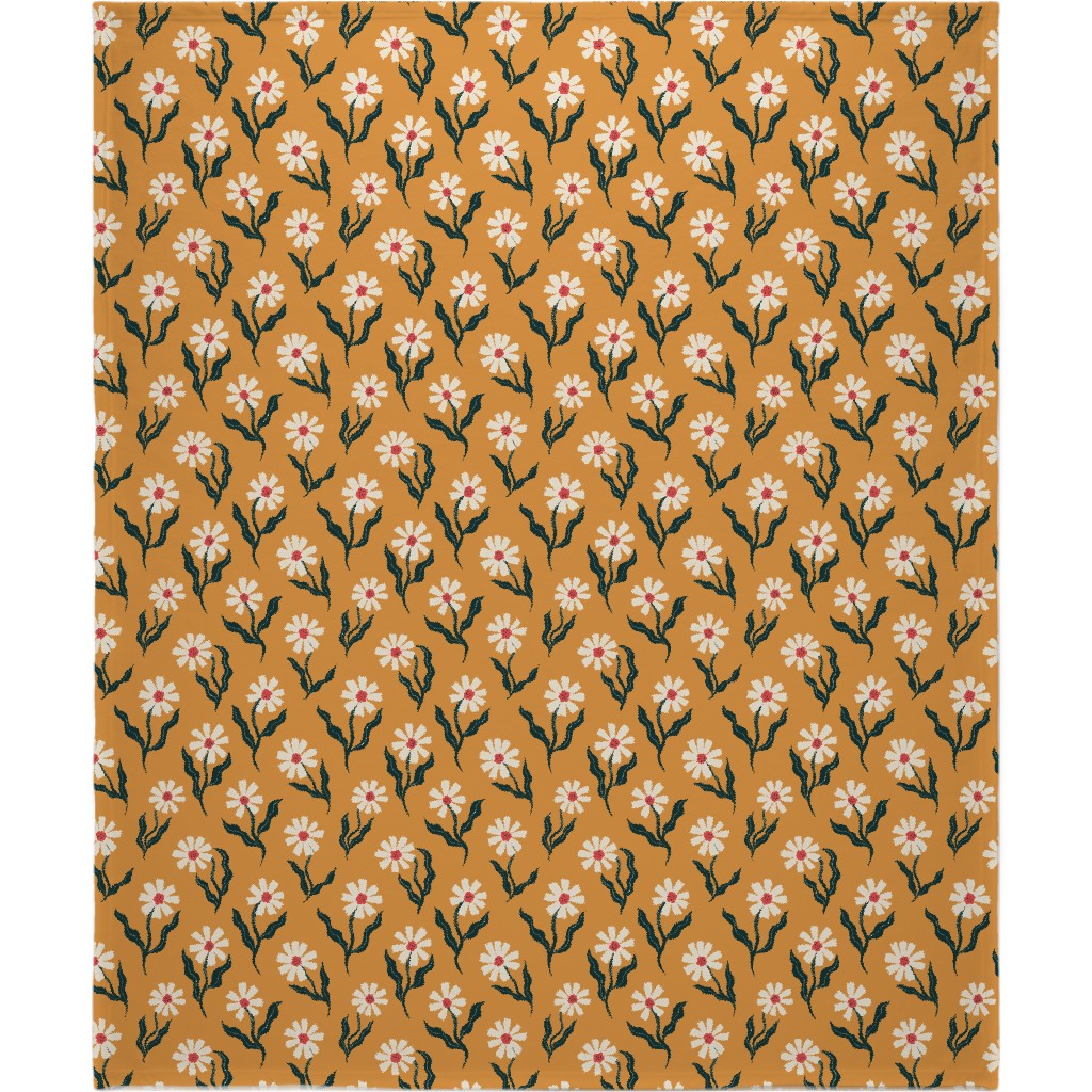 Flower Power - Orange Blanket, Plush Fleece, 50x60, Yellow, Classic Yellow