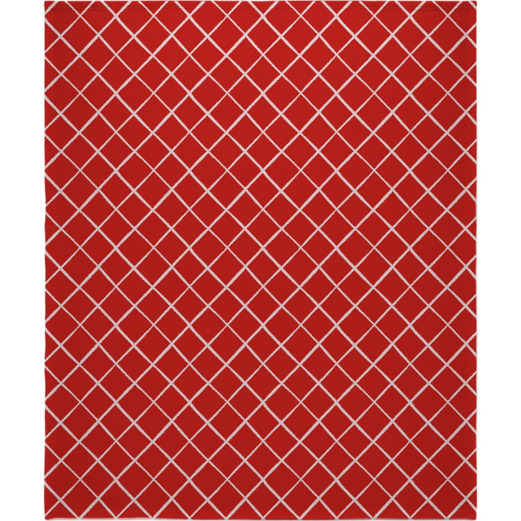 Large Check on Red Blanket, Plush Fleece, 50x60, Red, Red