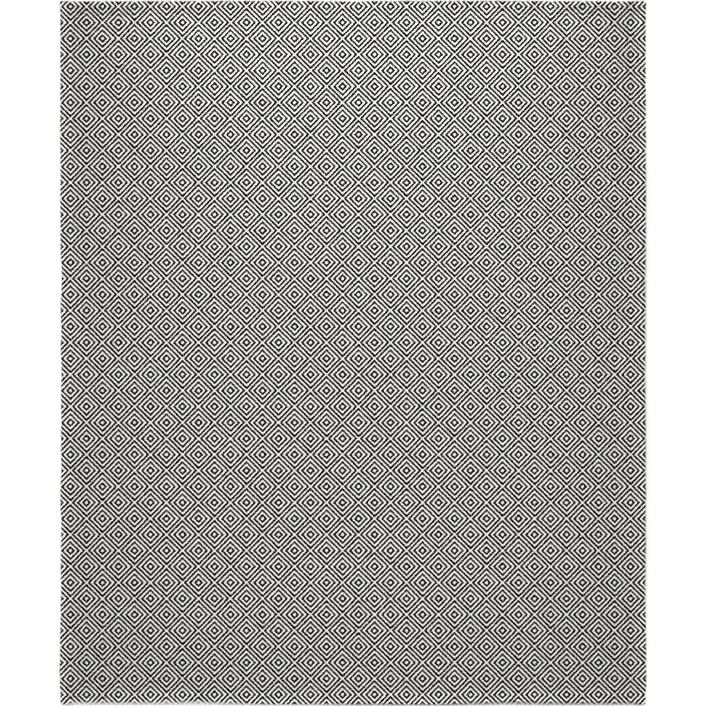 Diamond Pattern - Black and White Blanket, Plush Fleece, 50x60, Black