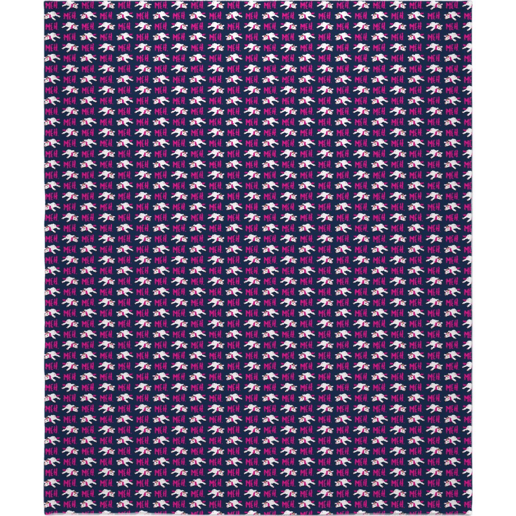 Meh - Splooting Unicorns - Pink on Navy Blanket, Plush Fleece, 50x60, Pink, Bright Pink