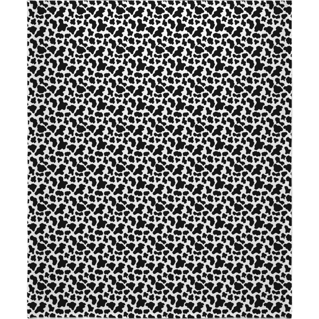 Cow Print - Black and White Blanket, Plush Fleece, 50x60, Black, Black