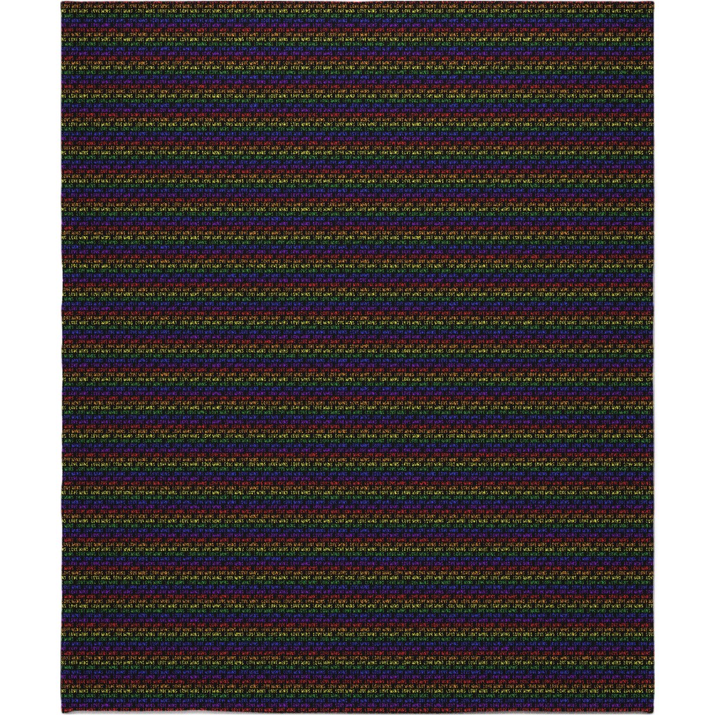 Love Wins Rainbow Blanket, Plush Fleece, 50x60, Multicolor, Black