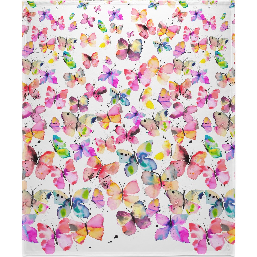 Watercolor Butterflies Gradation - Multi Blanket, Plush Fleece, 50x60, Multicolor