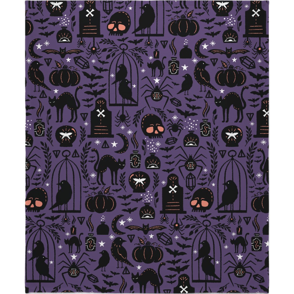 Spooky Witchcraft - Purple Blanket, Plush Fleece, 50x60, Purple