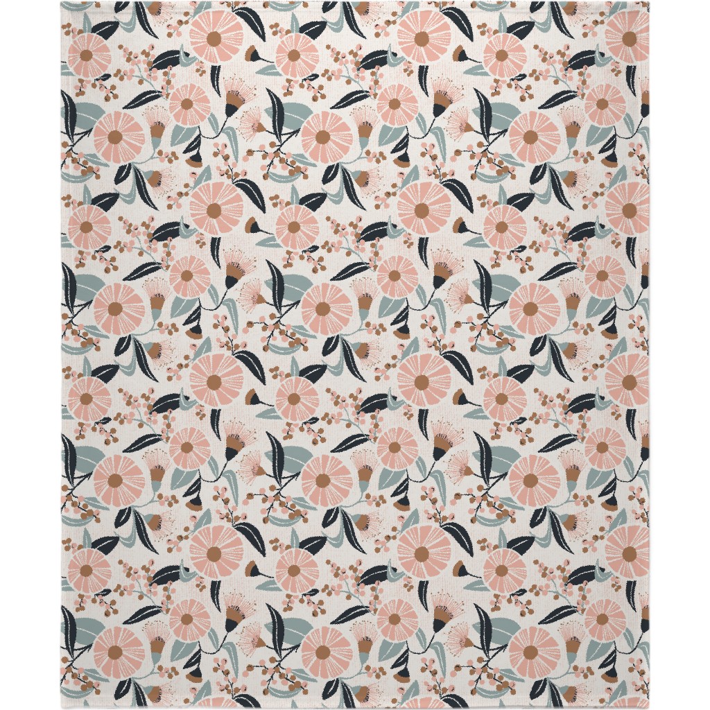 Madelyn Botanical Floral - Pink Blanket, Plush Fleece, 50x60, Pink