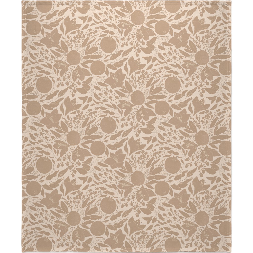 Winter Florals - Neutral Blanket, Plush Fleece, 50x60, Beige
