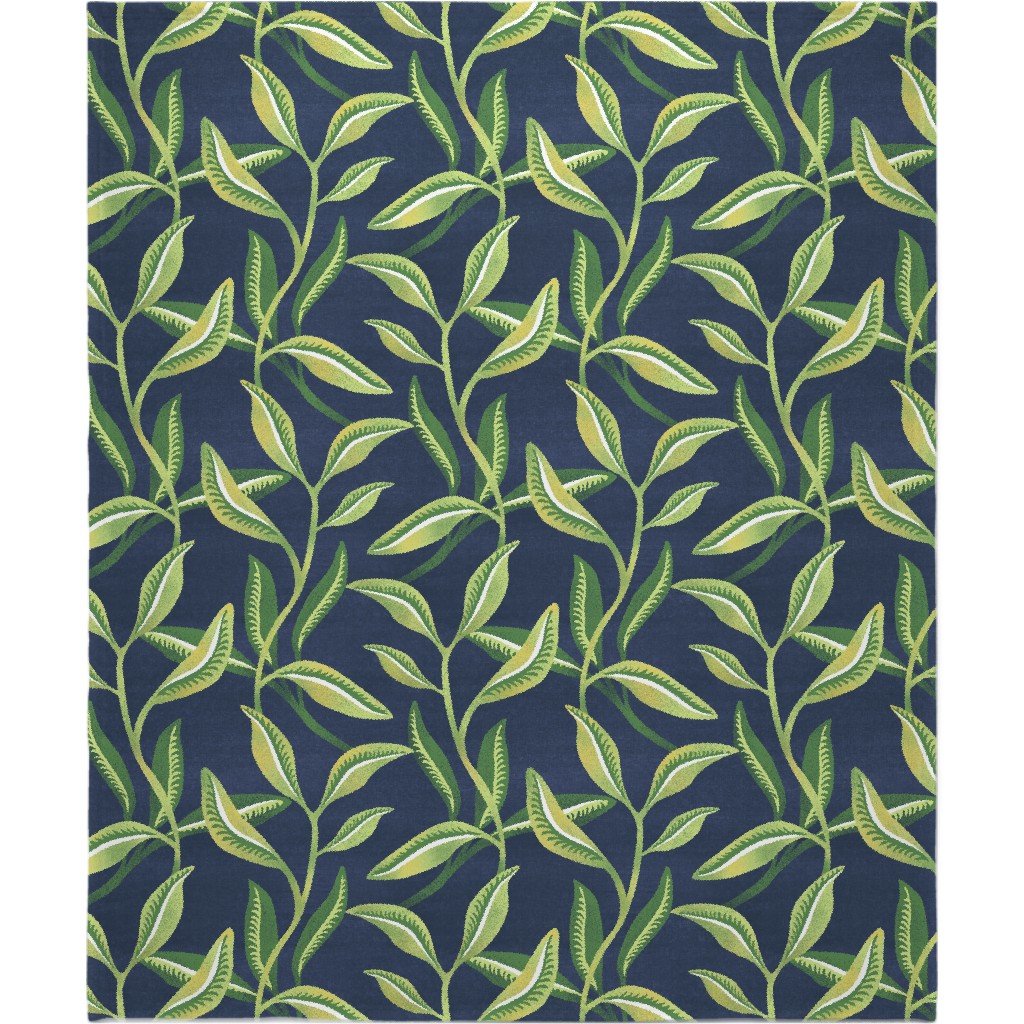 Leafy Vines - Green Blanket, Plush Fleece, 50x60, Green, Classic Green