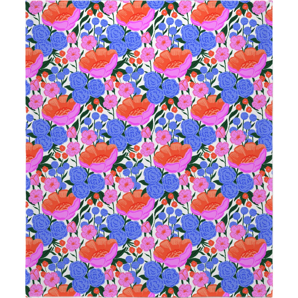 Garden Floral - Brights Blanket, Plush Fleece, 50x60, Multicolor