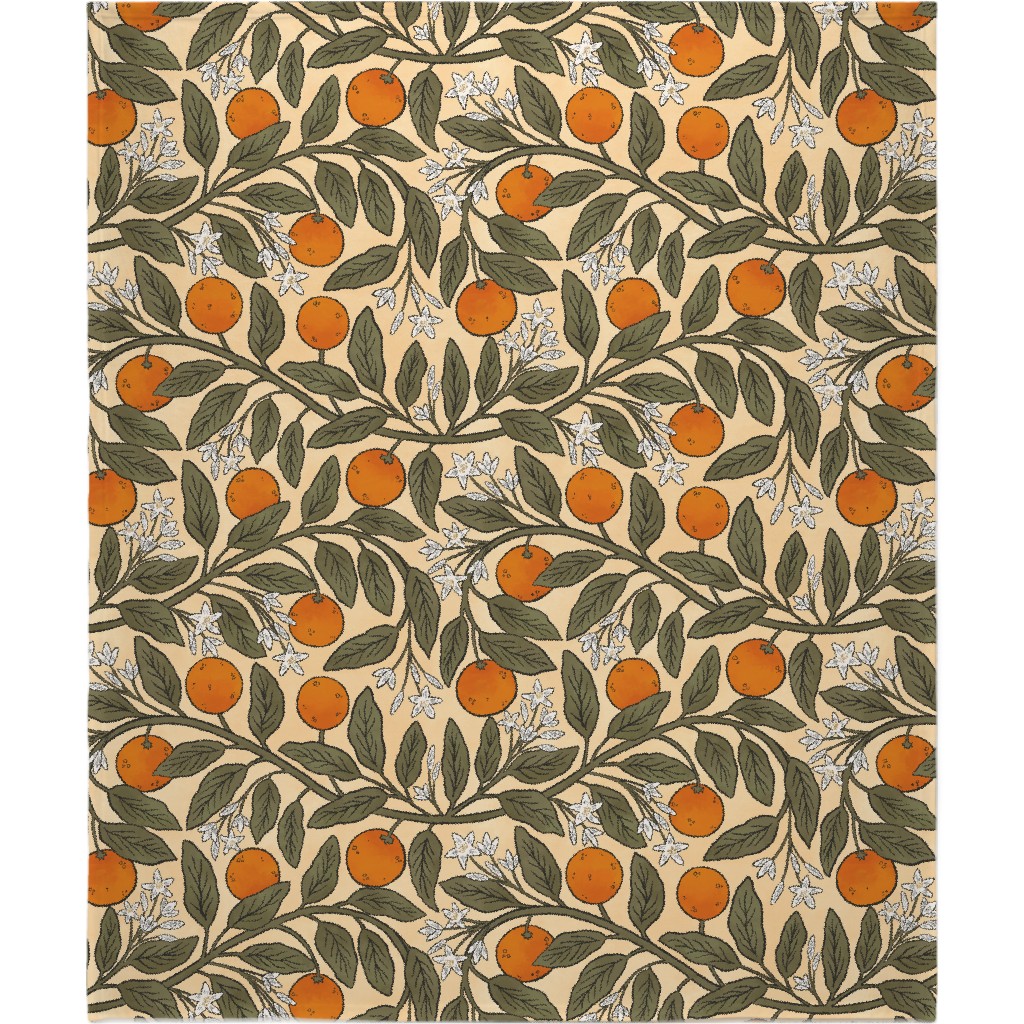 Art Nouveau Oranges Blanket, Plush Fleece, 50x60, Multicolor