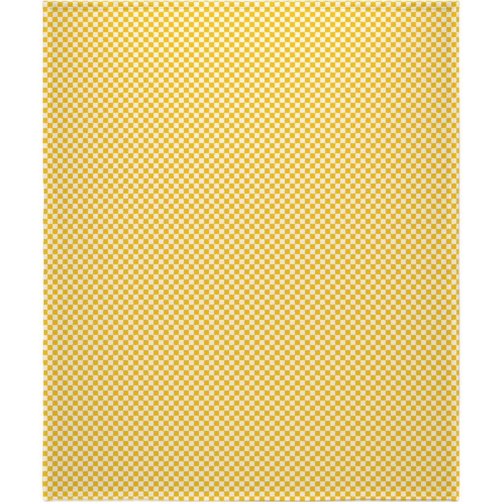 Checkered Pattern - Yellow Blanket, Plush Fleece, 50x60, Yellow