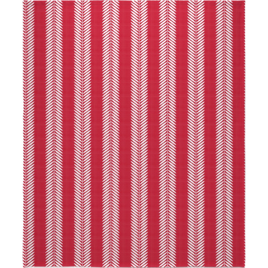 Laurel Leaf Stripe Blanket, Plush Fleece, 50x60, Red