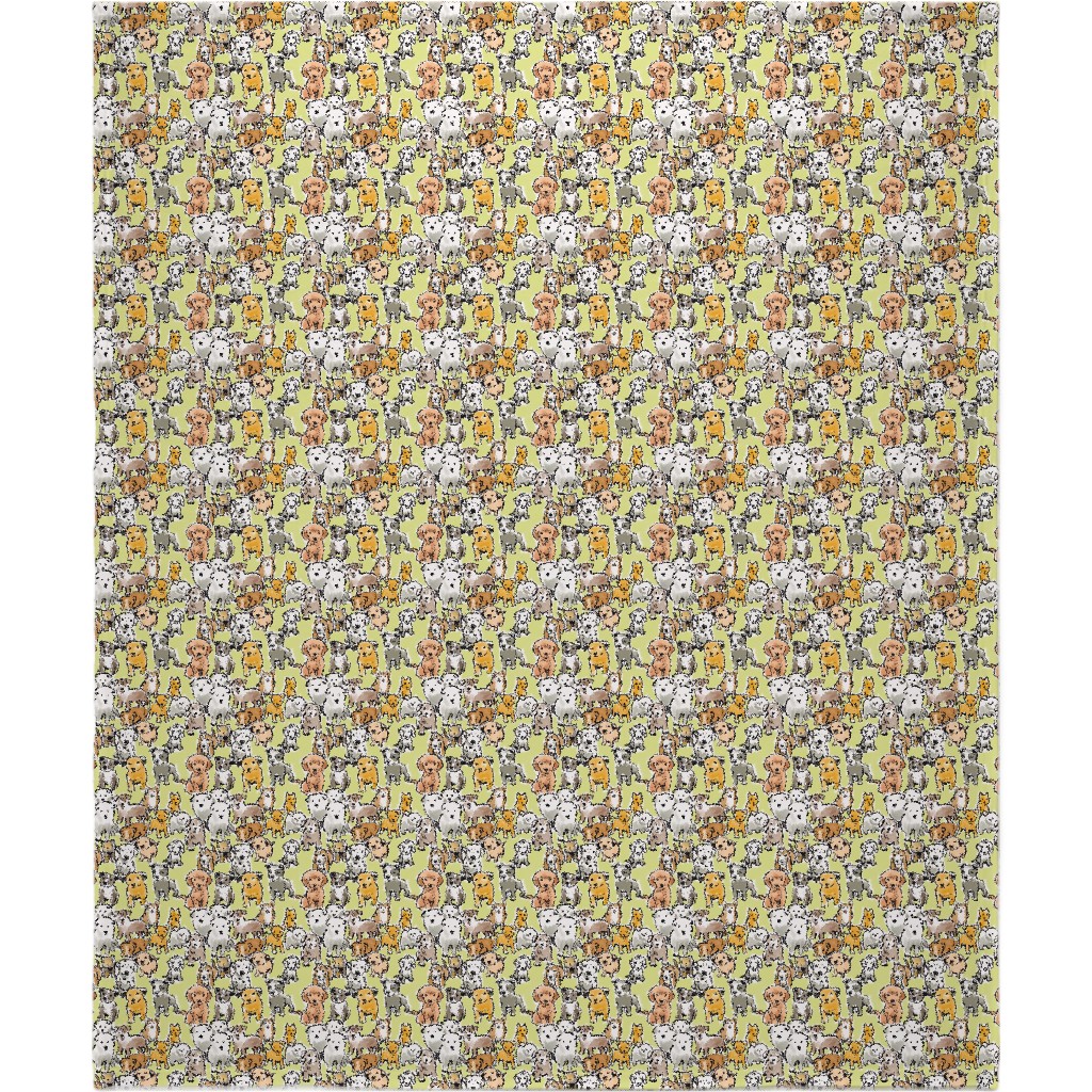 Puppies Blanket, Plush Fleece, 50x60, Yellow, Canary
