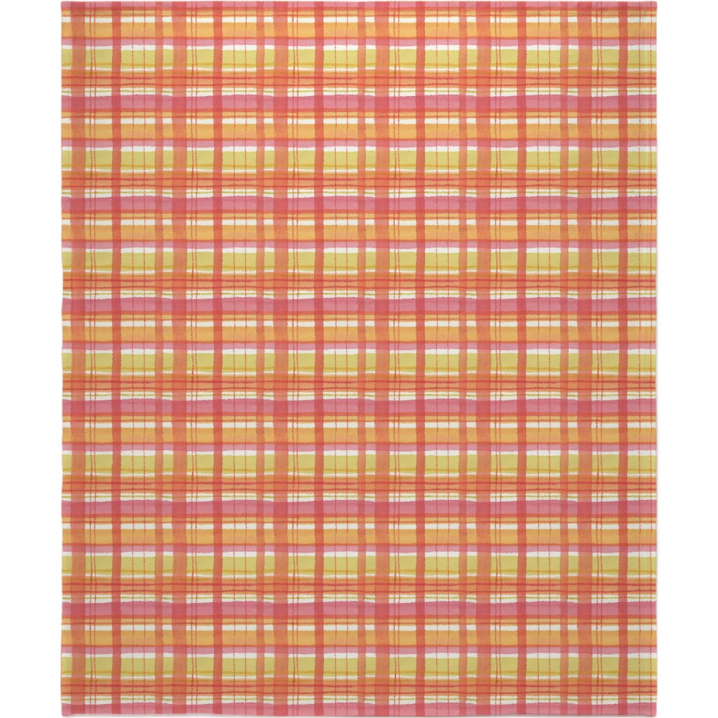 Summer Plaid Blanket, Plush Fleece, 50x60, Multicolor
