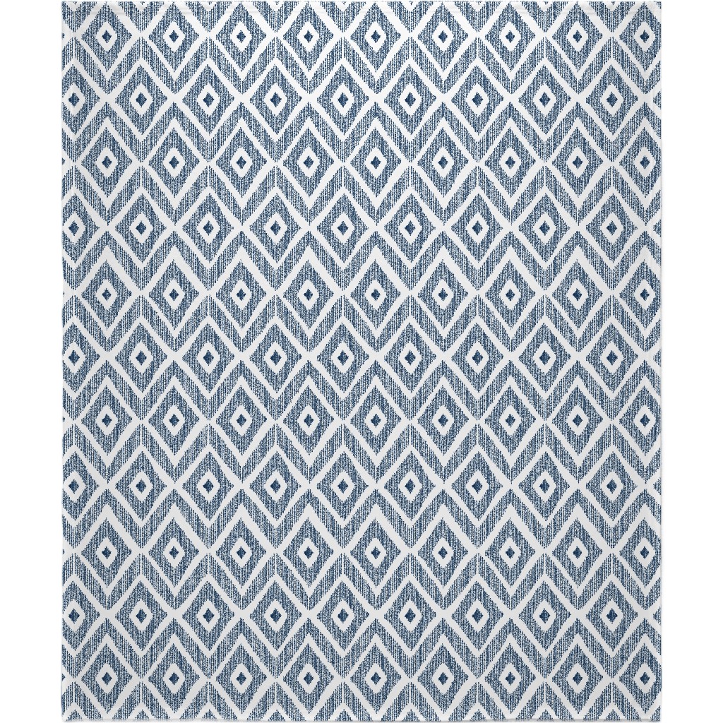 Ikat - Navy Blanket, Plush Fleece, 50x60, Blue
