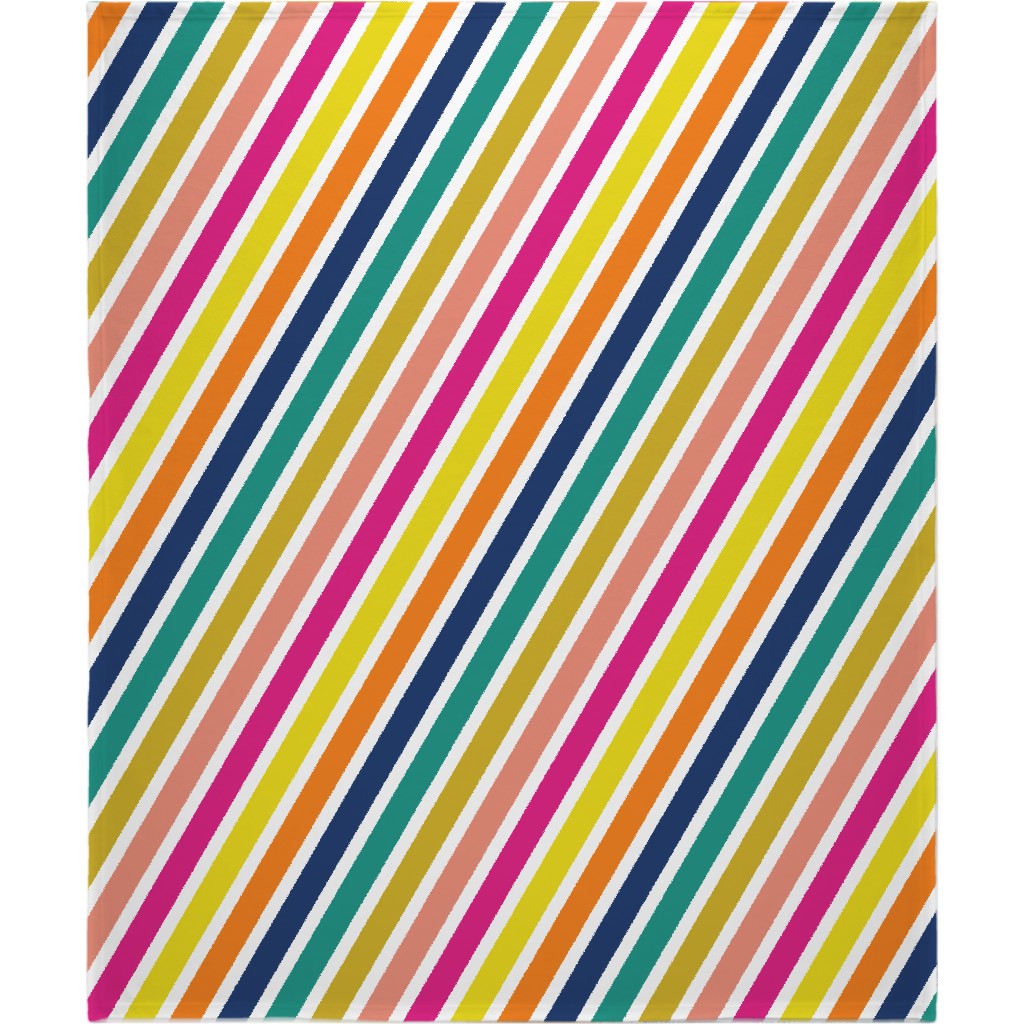 Birchdale Diagonal Stripes - Multi Blanket, Plush Fleece, 50x60, Multicolor