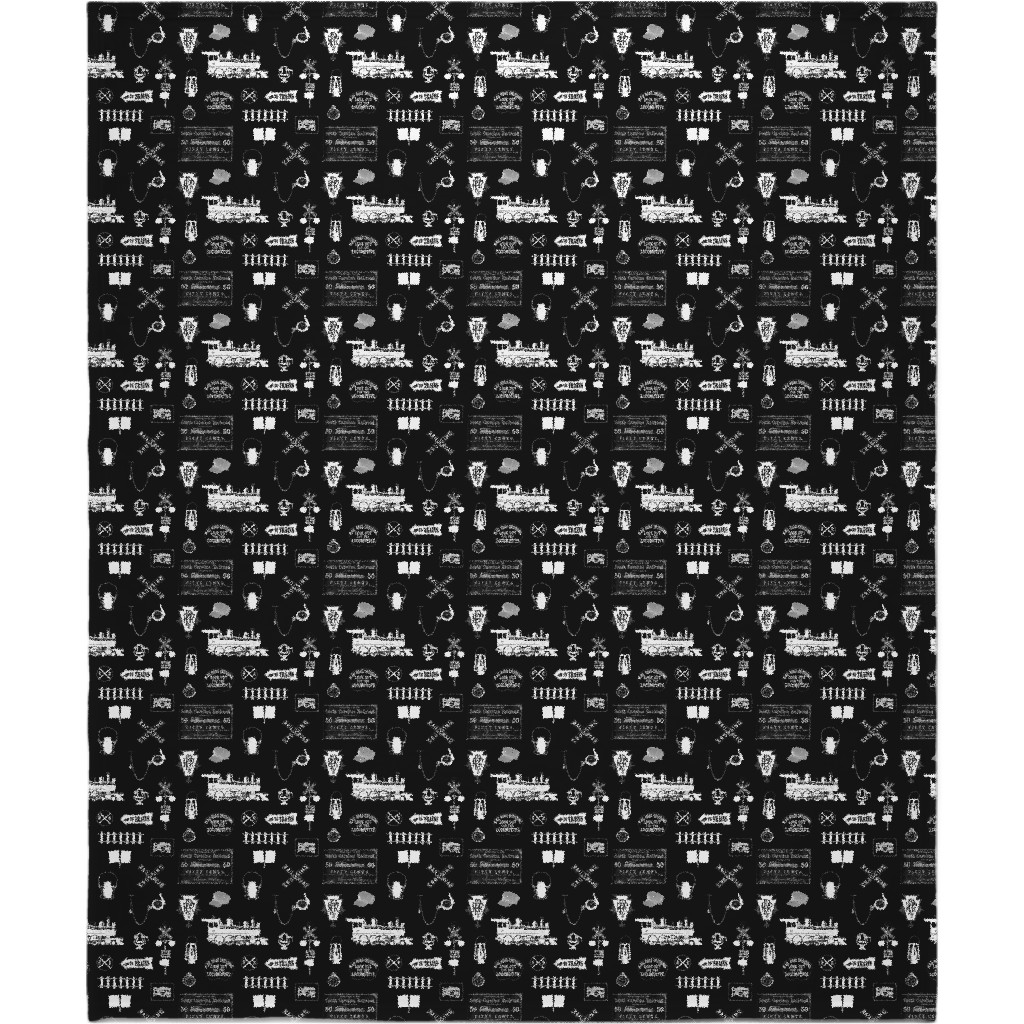 Railroad Blanket, Plush Fleece, 50x60, Black, Black