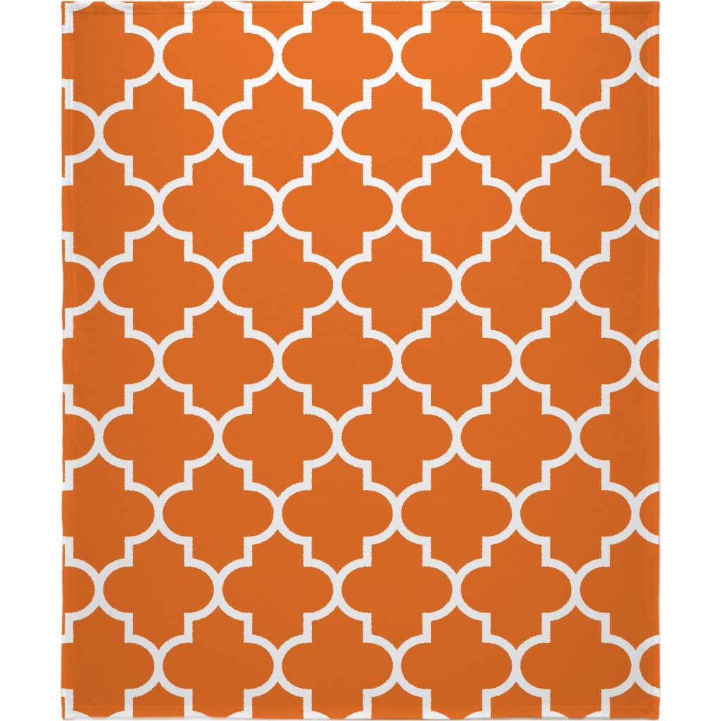 Quatrefoil - Orange Blanket, Plush Fleece, 50x60, Orange, Orange