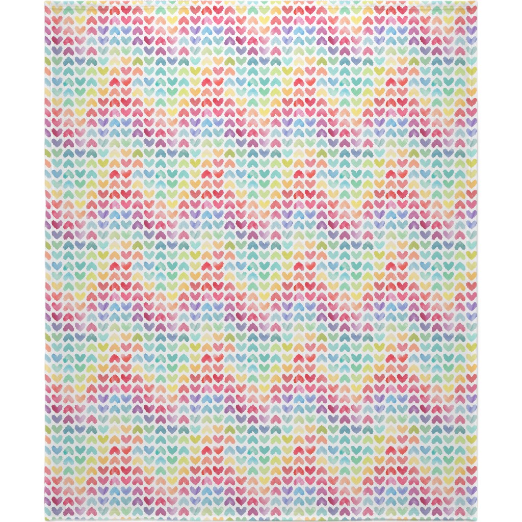 Rainbow Hearts - Multi Blanket, Plush Fleece, 50x60, Multicolor