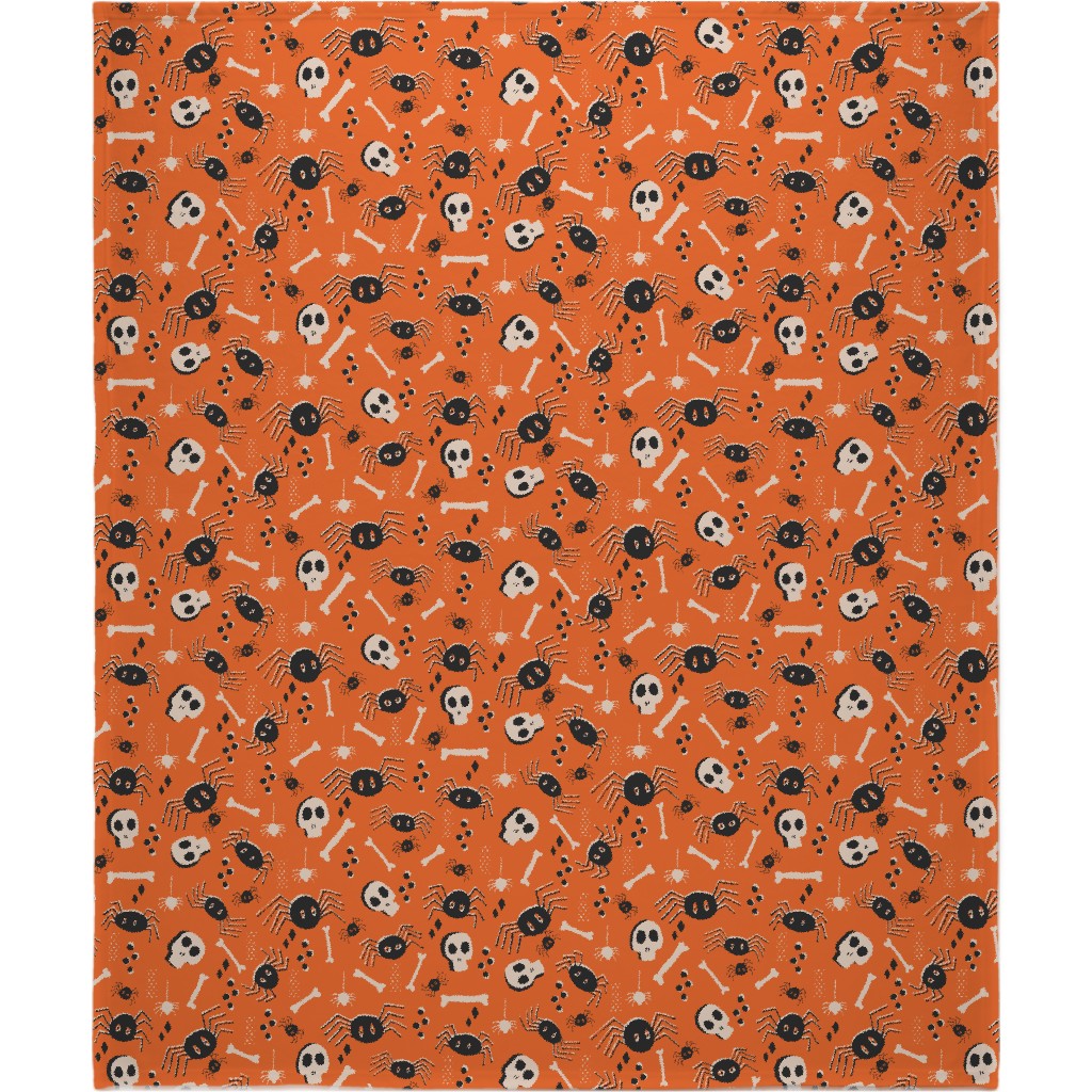 Vintage Halloween - Orange and Black Blanket, Plush Fleece, 50x60, Orange, Orange