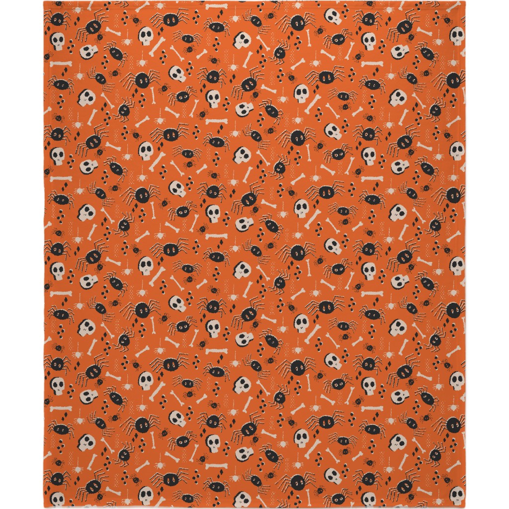 Vintage Halloween - Orange and Black Blanket, Plush Fleece, 50x60, Orange