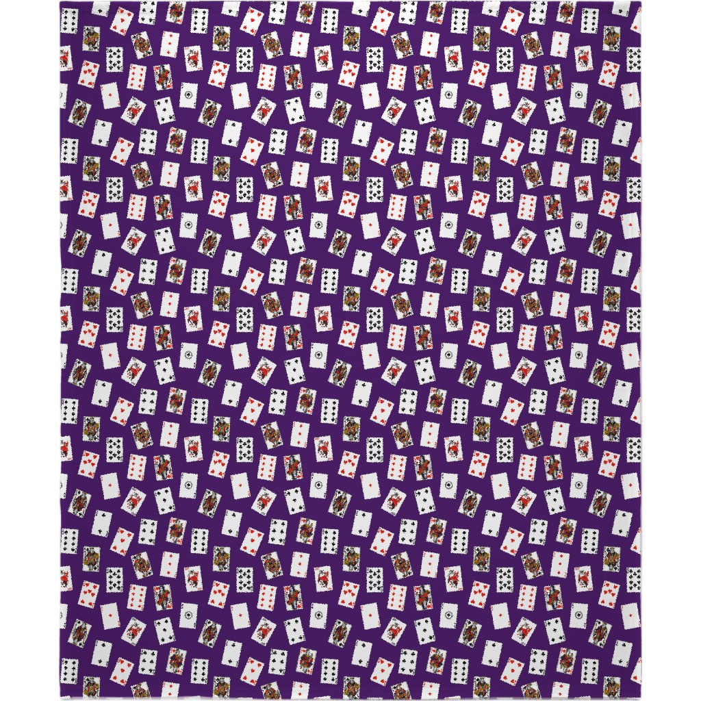 Scattered Playing Cards Blanket, Plush Fleece, 50x60, Purple, Purple