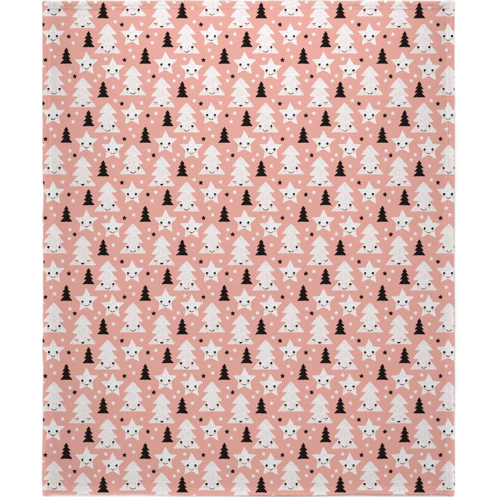 Merry Christmas Kawaii - Pink Blanket, Plush Fleece, 50x60, Pink, Bright Pink