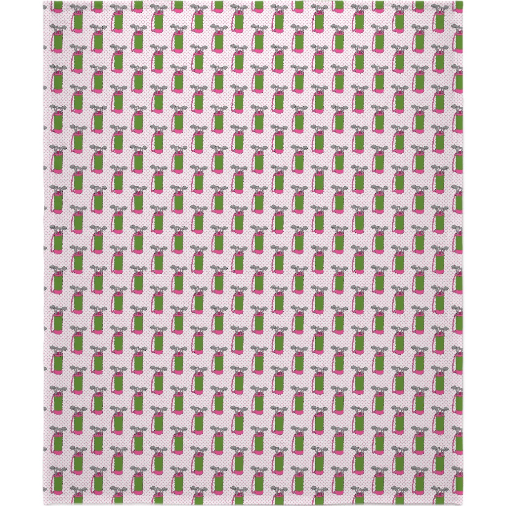 Golf Club Pattern - Green and Pink Blanket, Plush Fleece, 50x60, Pink