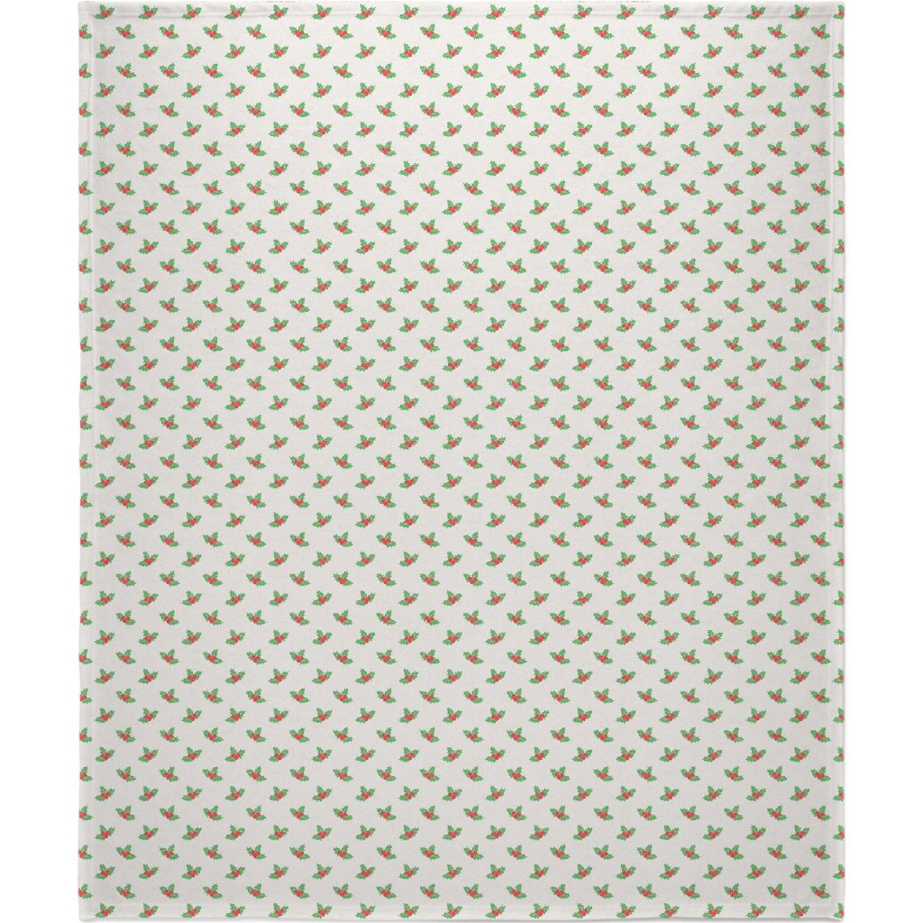 Mistletoe - on White Blanket, Plush Fleece, 50x60, Beige