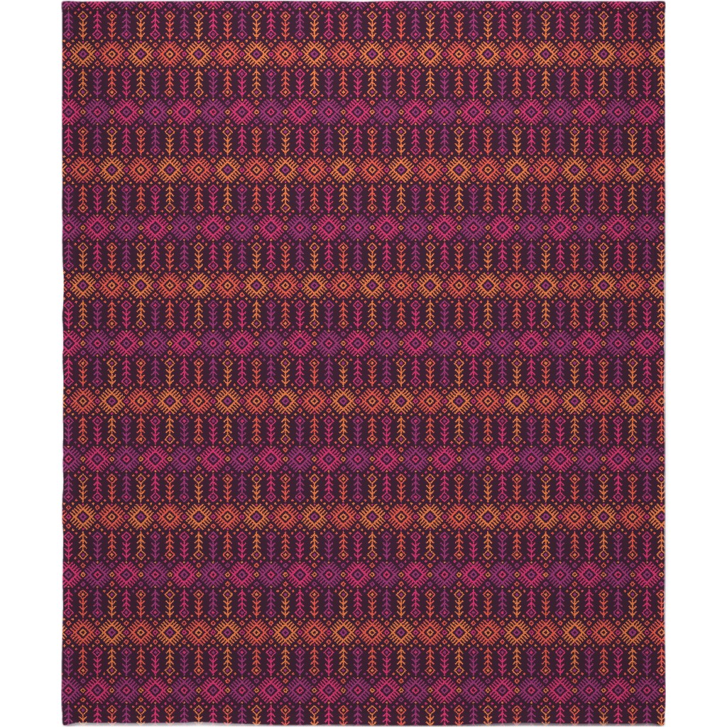 Kilim Sunset - Warm Blanket, Plush Fleece, 50x60, Multicolor