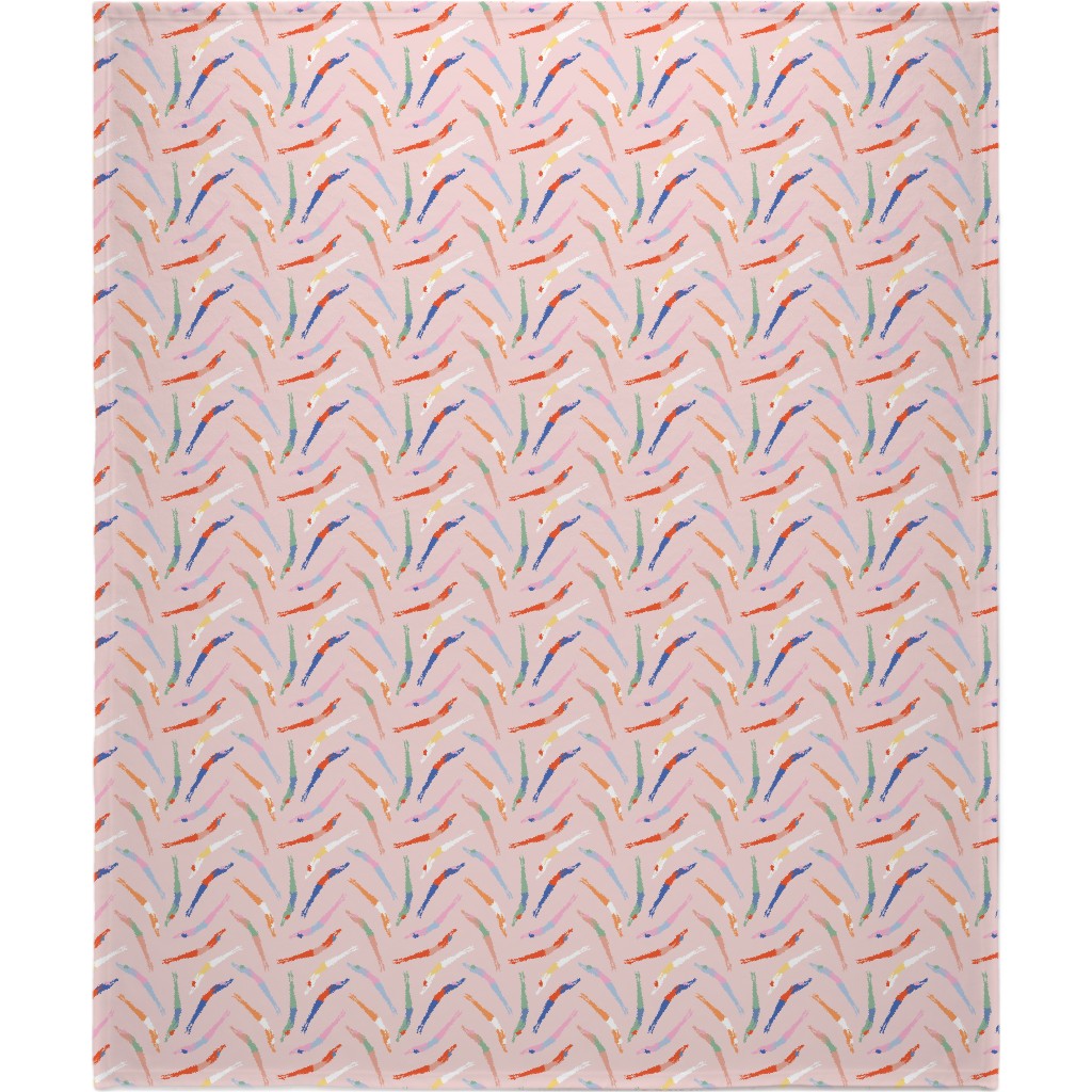 Art Deco Divers - Pink Blanket, Plush Fleece, 50x60, Pink, Bright Pink