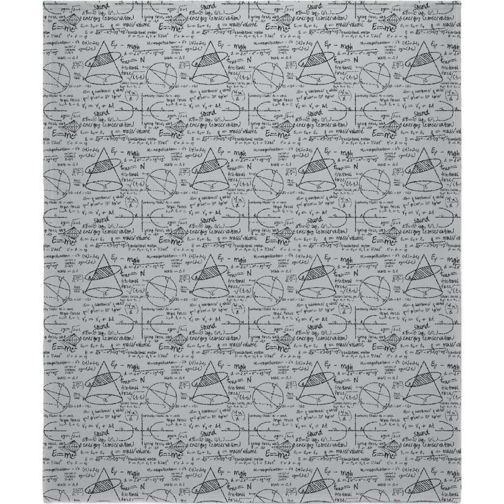 Common Equations Blanket, Plush Fleece, 50x60, Gray, Silver