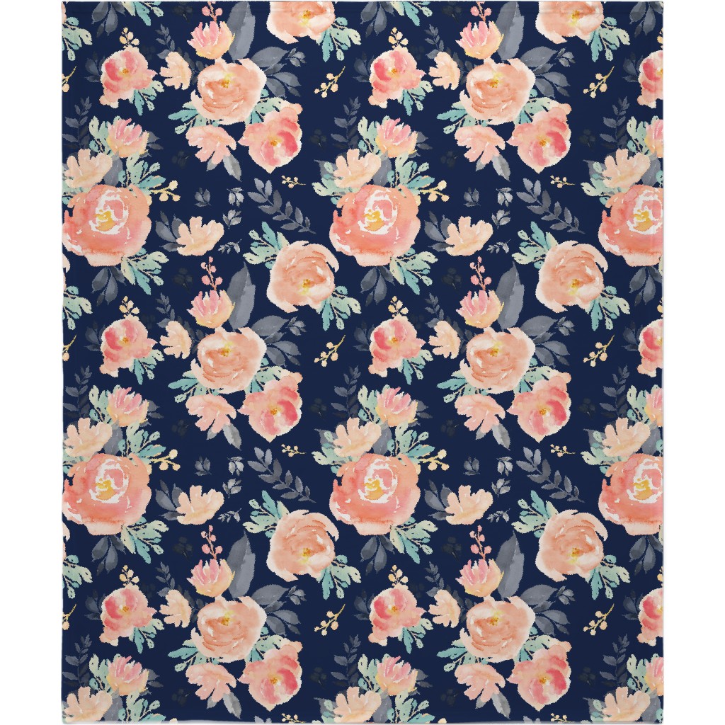 Watercolor Florals Blanket, Plush Fleece, 50x60, Multicolor
