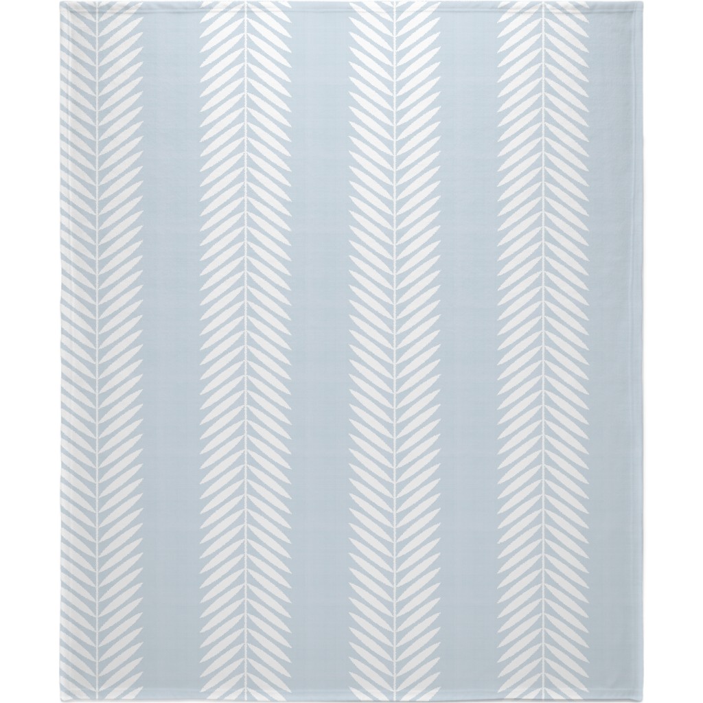 Laurel Leaf Stripe - Light Blue Blanket, Plush Fleece, 50x60, Blue