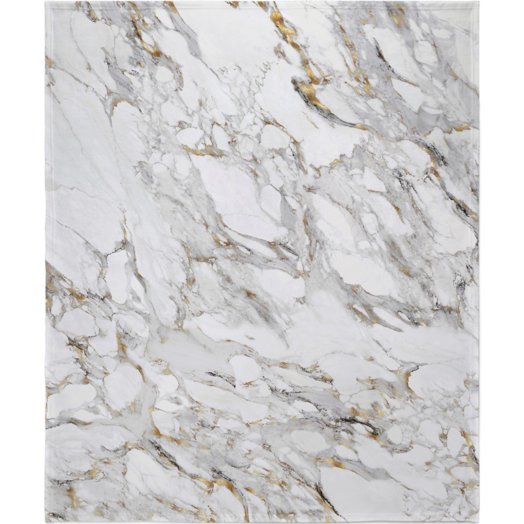 Gilded Marble - Gray Blanket, Plush Fleece, 50x60, Gray