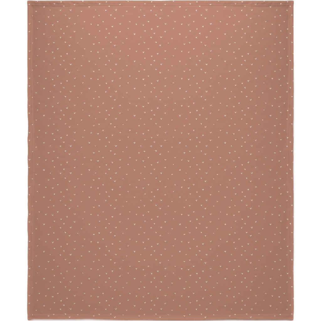 Freehand Hearts - Bone on Sienna Blanket, Plush Fleece, 50x60, Brown, Brown