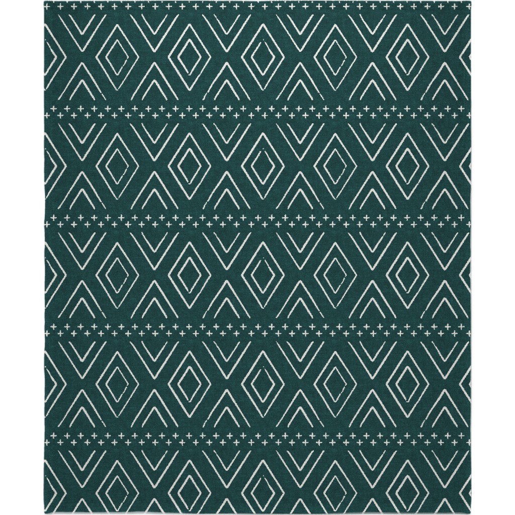 Farmhouse Diamonds Blanket, Plush Fleece, 50x60, Green, Seaweed