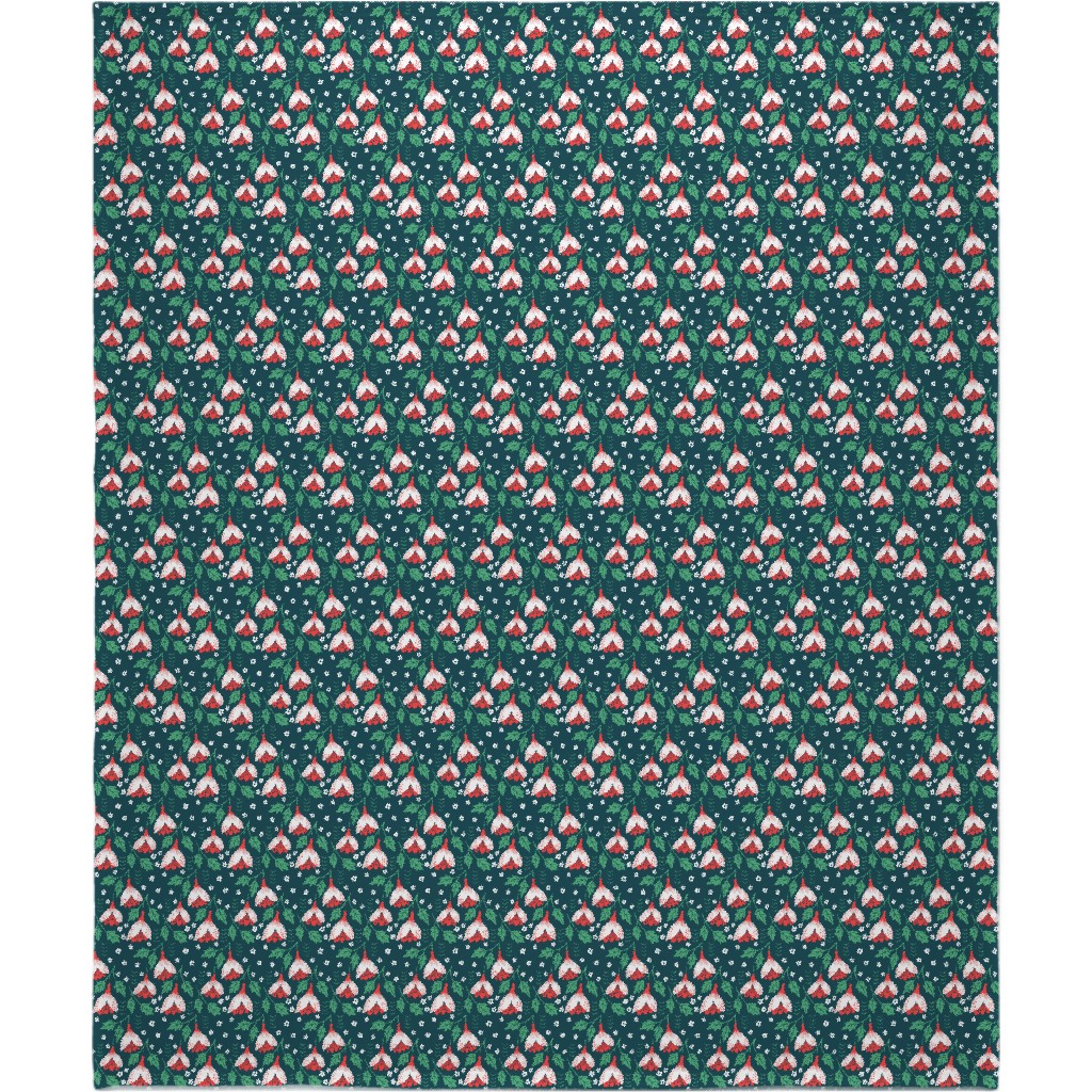 Christmas Flowers Blanket, Plush Fleece, 50x60, Green