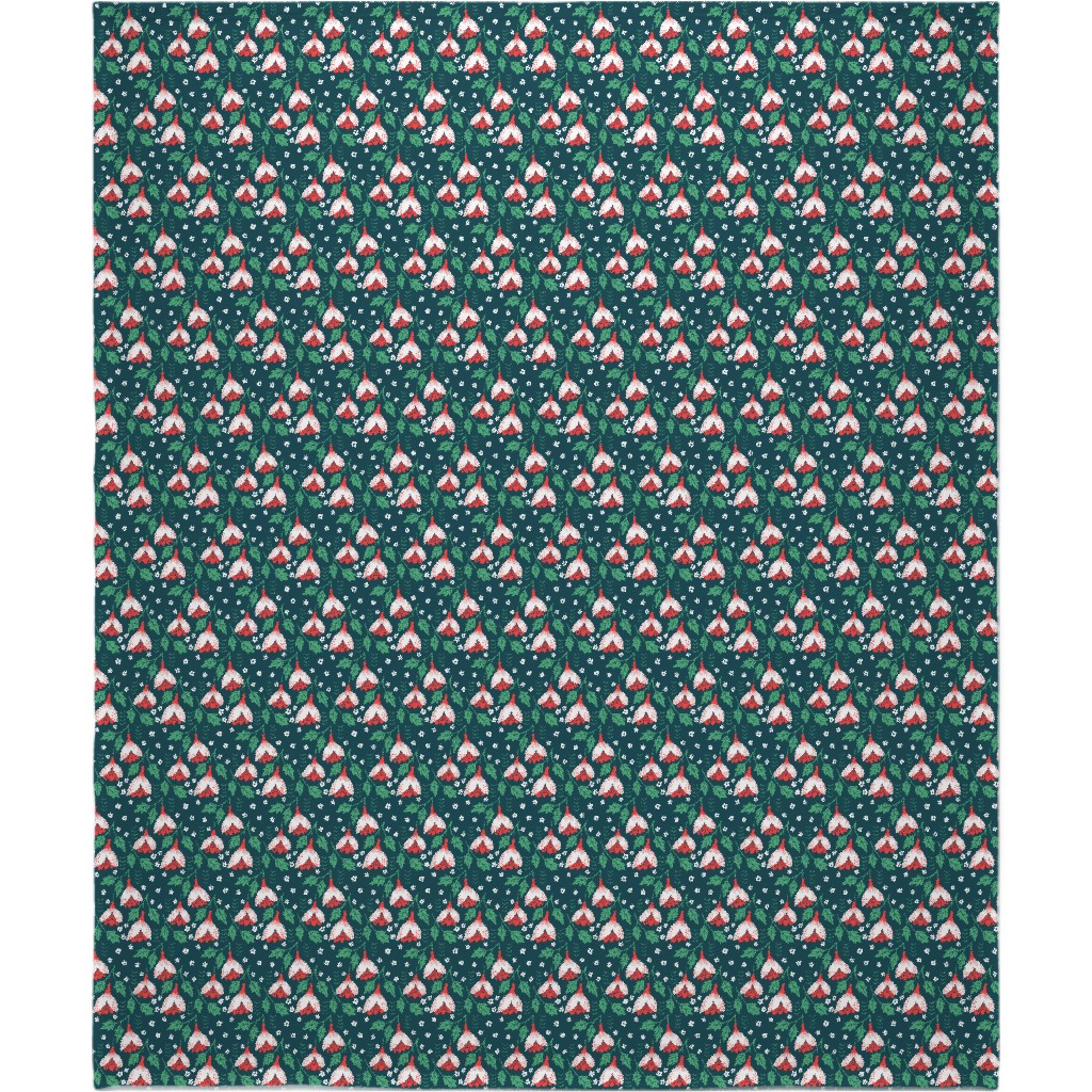 Christmas Flowers Blanket, Plush Fleece, 50x60, Green, Classic Green
