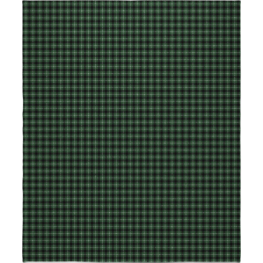 Green & Black Plaid Blanket, Plush Fleece, 50x60, Green