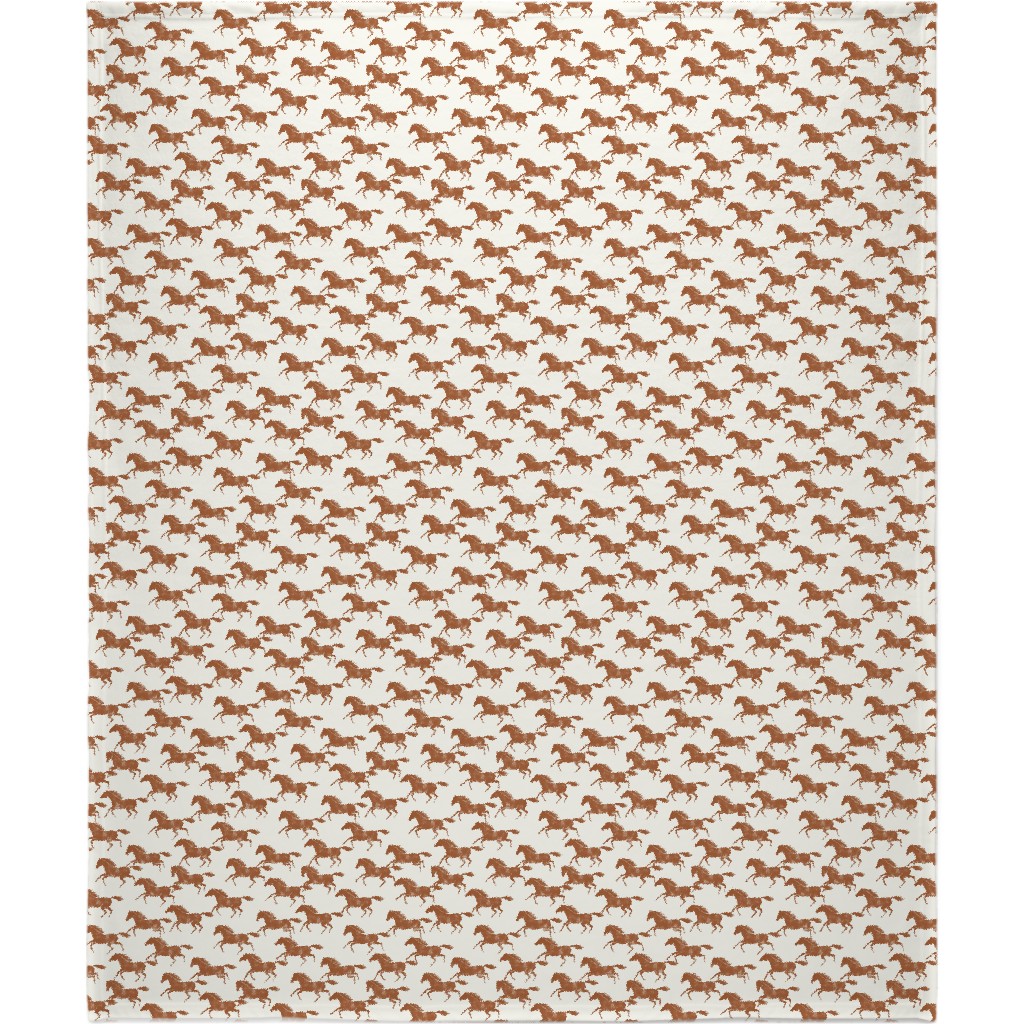 Wild Horses - Ginger on Cream Blanket, Plush Fleece, 50x60, Brown, Brown
