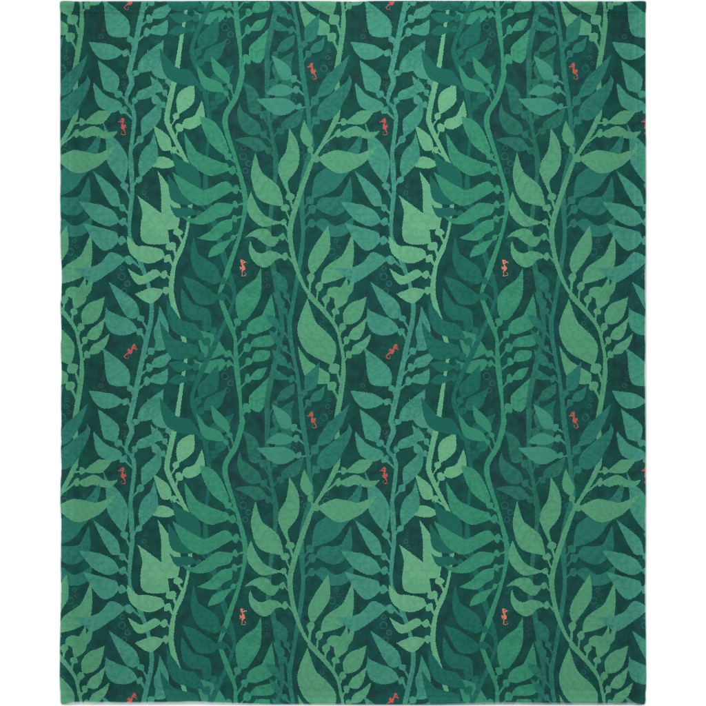 Mermaid Wonderland Kelp - Green Blanket, Plush Fleece, 50x60, Green