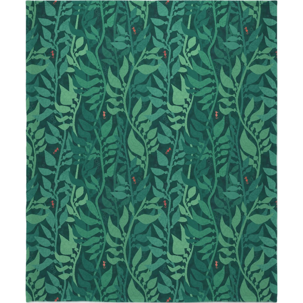 Mermaid Wonderland Kelp - Green Blanket, Plush Fleece, 50x60, Green, Classic Green