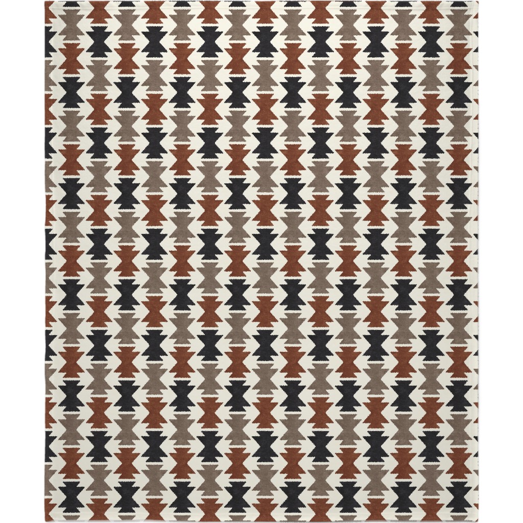 Bohemian Aztec Blanket, Plush Fleece, 50x60, Brown
